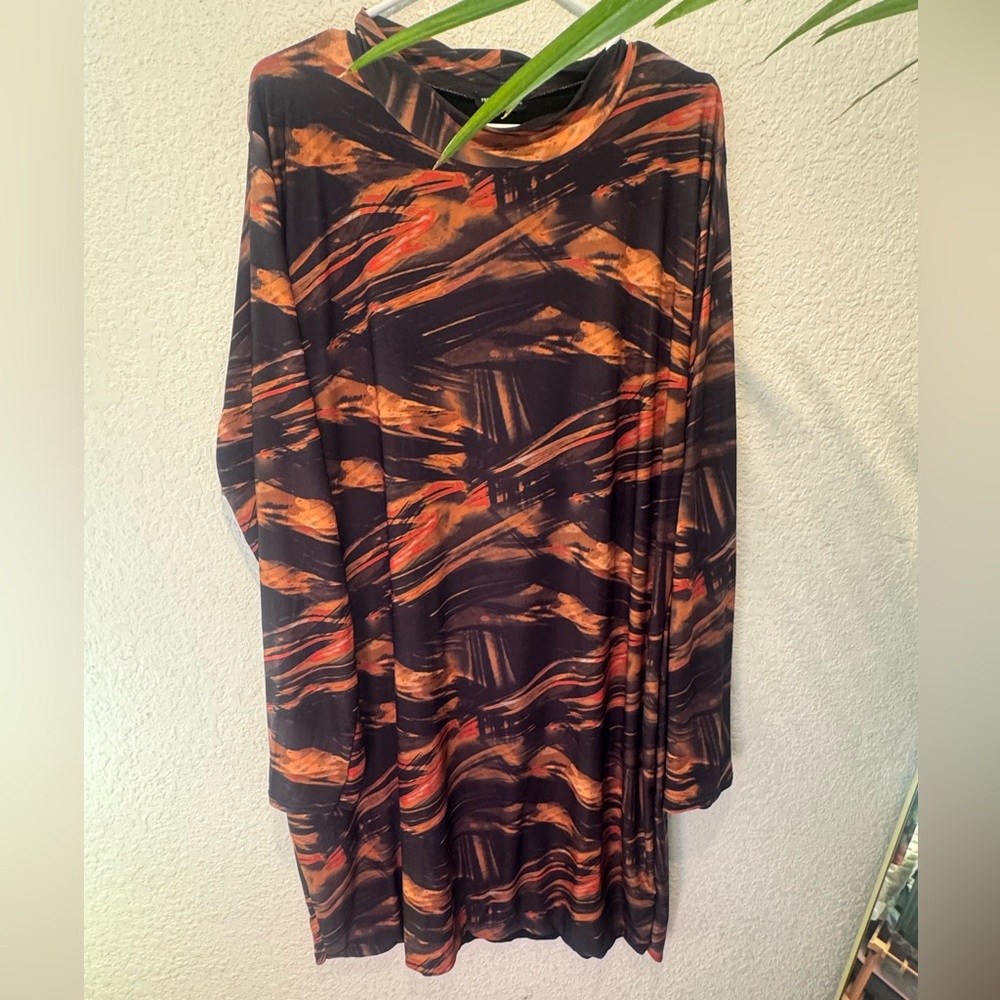 Orange brown and black dress